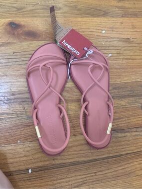 Havaianas Women's Clay and Gold Strappy Slide Sandals